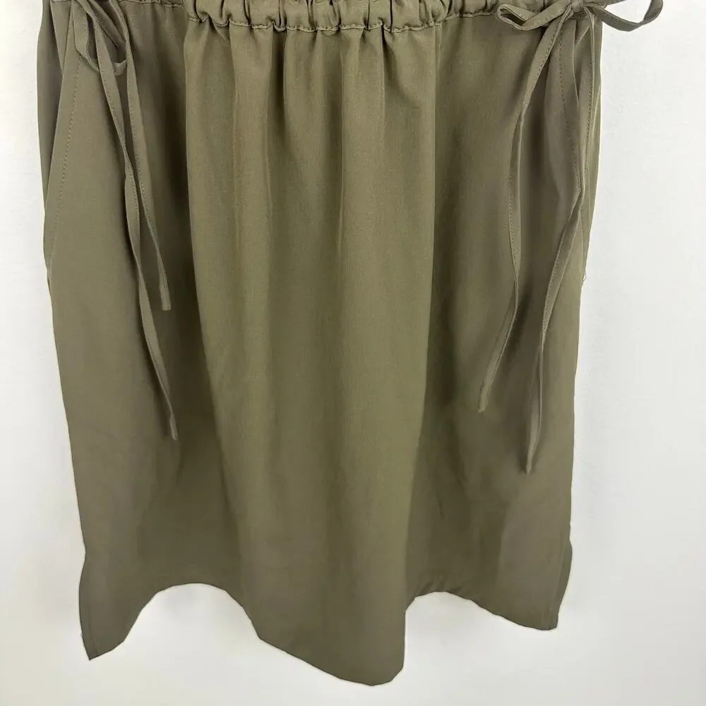 Calvin Klein Womens Sleeveless Cinched Waist Tie V-Neck Casual Green Dress 2